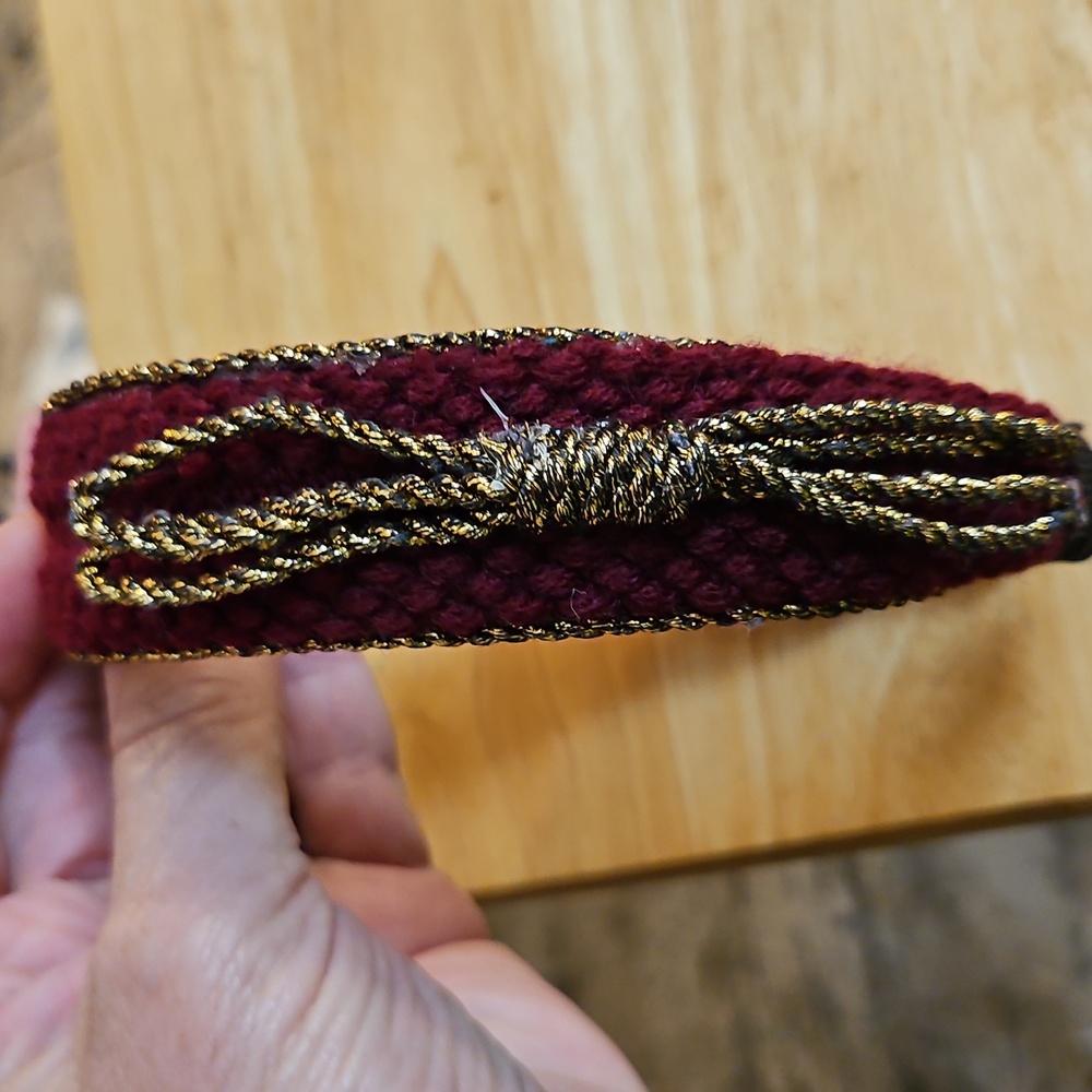 Elegant Burgundy and Gold Headband